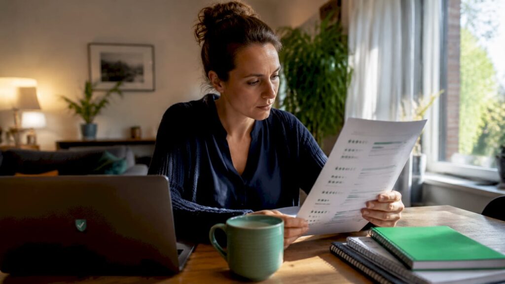 Webshop eigenaar zit achter zijn bureau en leest een negatieve review